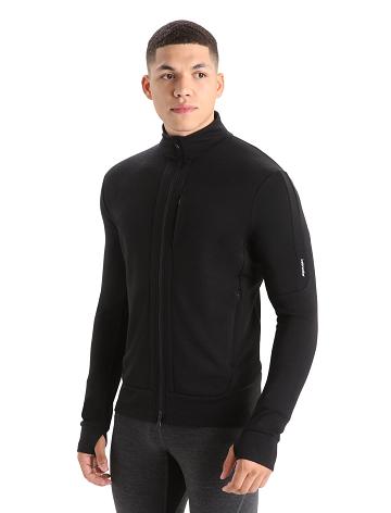 Black Icebreaker Merino Quantum III Long Sleeve Zip Men's Hoodie | AU 1263QMAZ